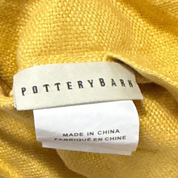 Pottery Barn 100% Linen Yellow Accent Pillow Cover Button Mustard 18"x18" Square - Picture 8 of 8